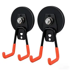 Strong Magnetic Hooks Set of 2, Ideal for Drills Garage Tools Garden Hose Nail Board Storage