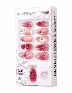 NEVER HAVE  Womens I EVER New Island Girl Almond Press-On Nails, Red