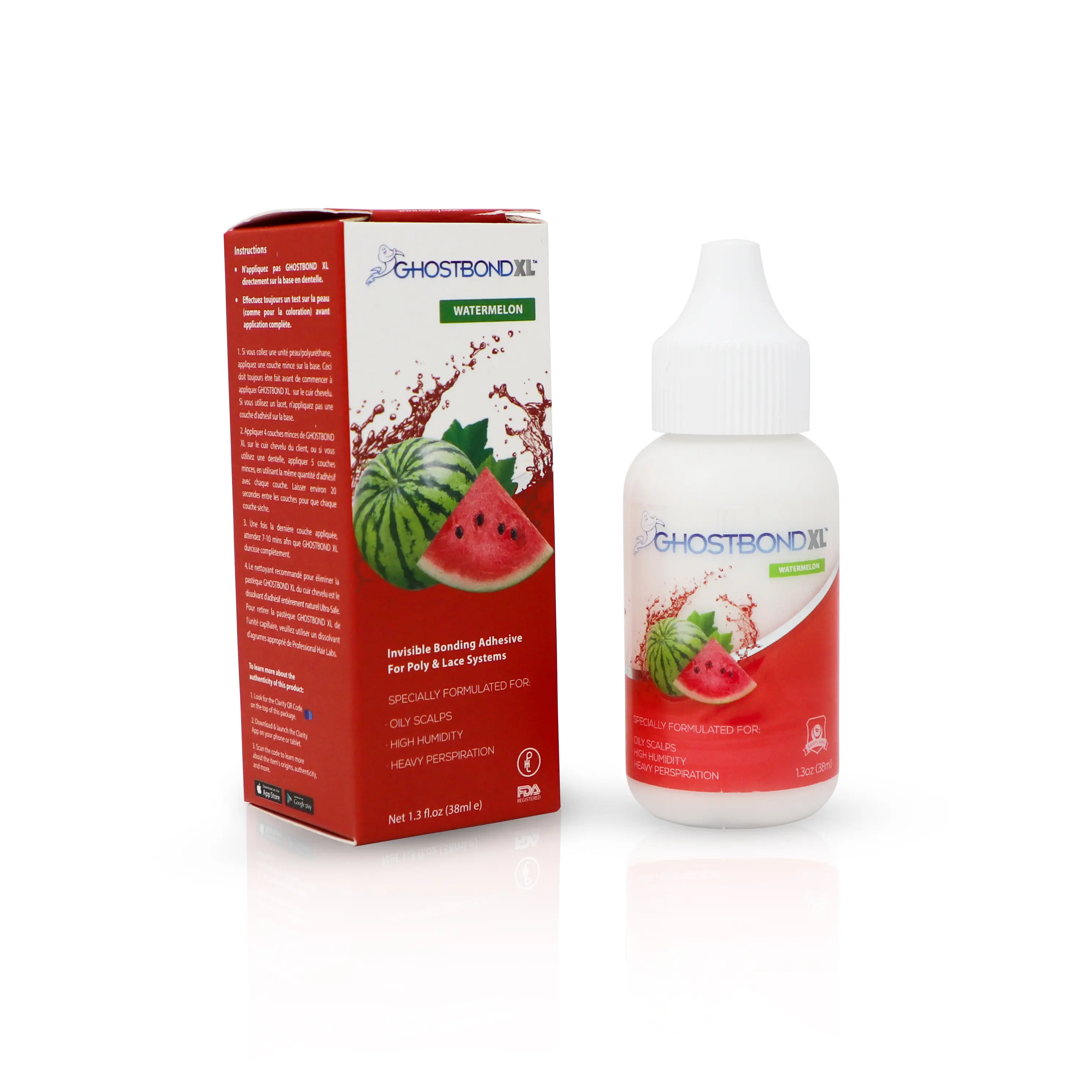 GHOSTBOND XL Scented Wig Glue Watermelon • Coconut • Green Apple • Rose • Peach • Professional Hair Labs Water Based Humidity Resistant Adhesive Glueless Hair Fauxlocs