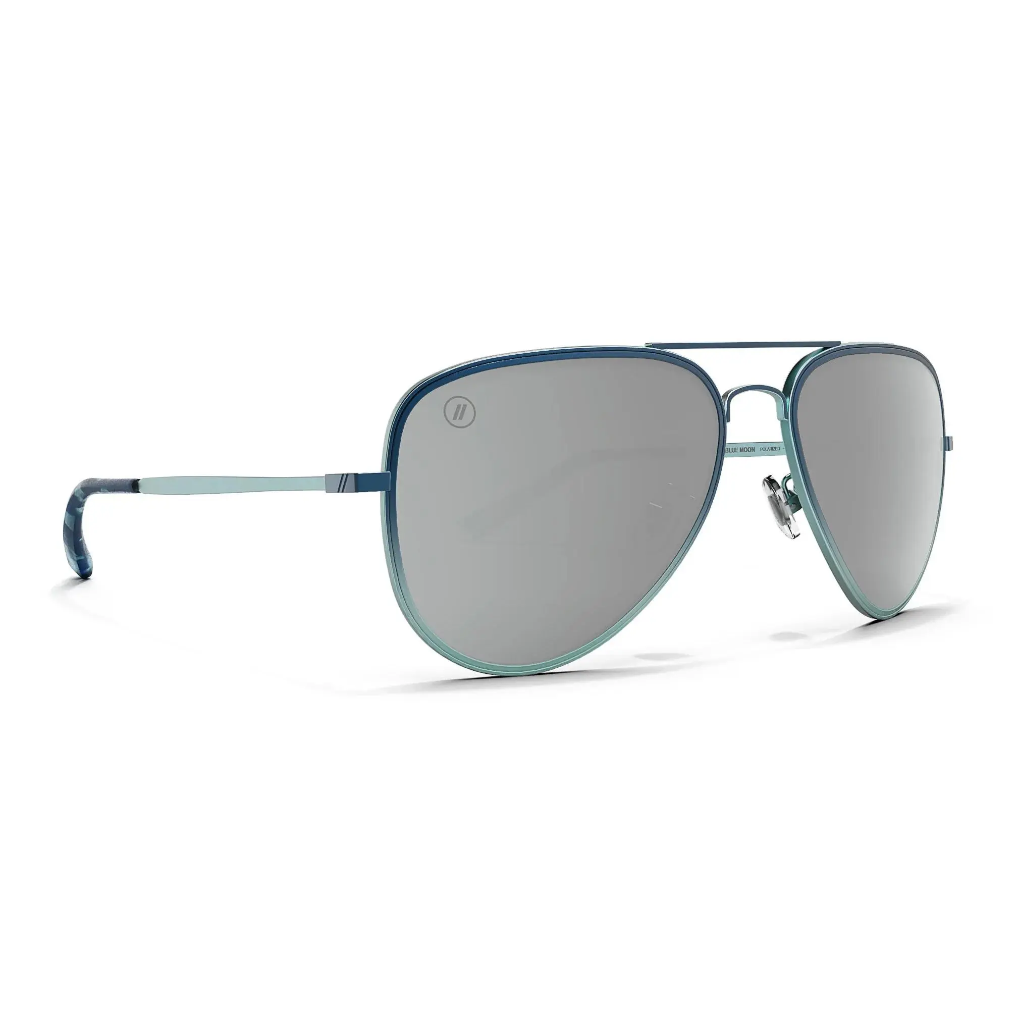 Blenders Eyewear A-Series Maliblue Moon Polarized Aviator Sunglasses Matte Blue Gradient Frame Silver Mirrored Lenses Windproof UV Protection Unisex Lightweight Durable Sunglasses