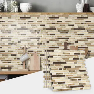 Fashionable Faux Brick Pattern Wall Sticker, 12pcs/set Self-adhesive Wall Tiles Sticker, Wall Decoration for Home Kitchen Bathroom, Home Decor, Decorative Sticker