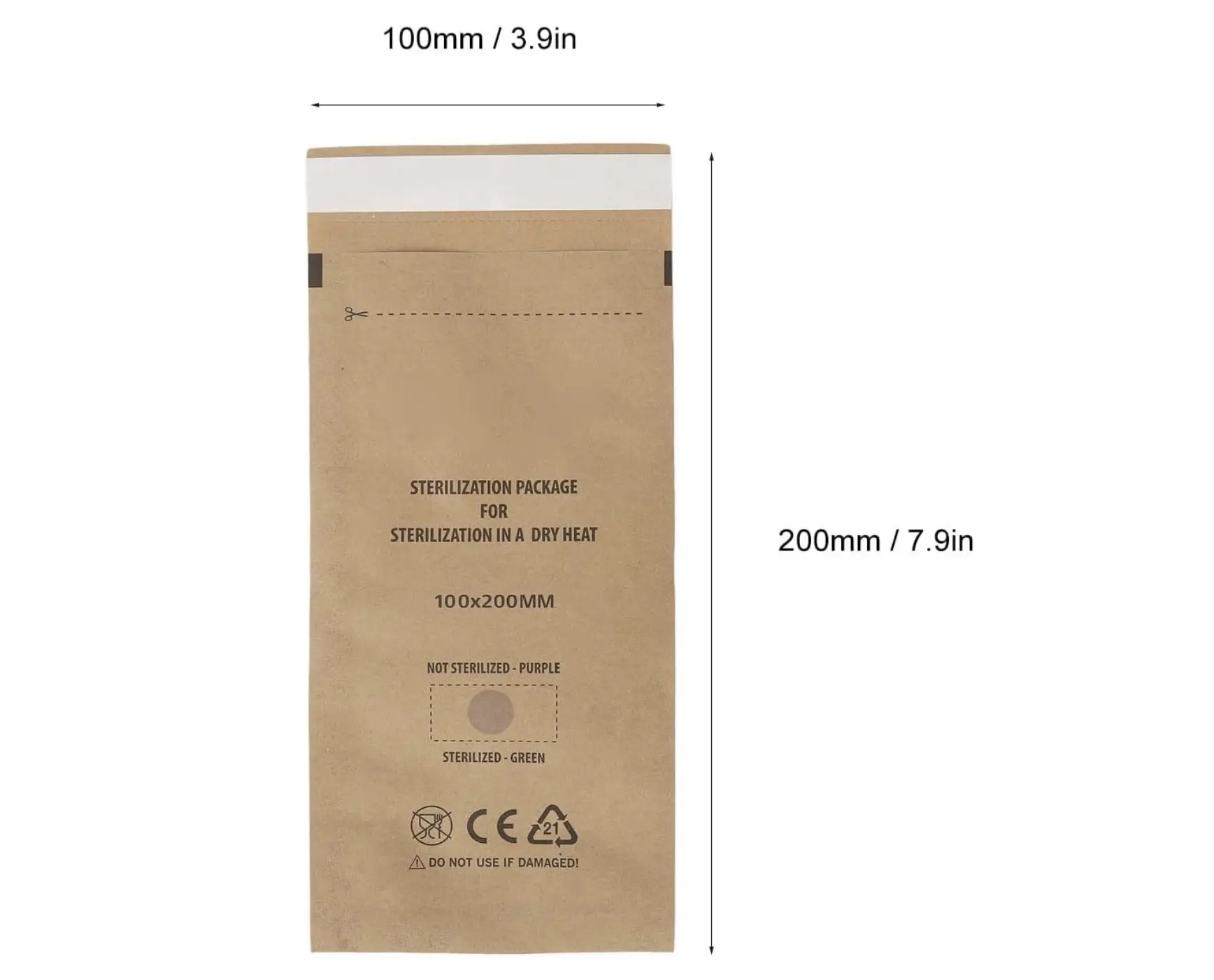 BAGDINI Essential 100Pcs Self-Sealing Kraft Paper Sterilizer Pouches 100mm x 200mm for Nail Tools & Supplies Durable Heat-Resistant for Salons & Professionals