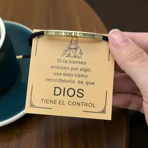 God is in Control Inspiration Bracelet, Simple Inspirational Gift, Inspire Bracelet, Adjustable Unisex Braided Christian Bracelet with Motivational Message Card Gift for Men & Women Her & Him BFF BF GF, Religious Gift