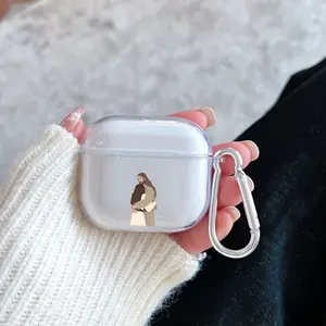 Divine Embrace Heavenly Hug Spiritual Cuddle Pattern TPU Soft Protective Case for Apple AirPods 4/3/2/1/Pro/Pro2 Transparent Earphone Cover with Keychain Attachment