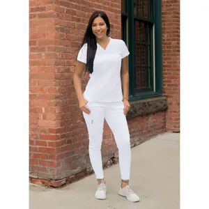 Women's Movement Booster Jogger Scrub Set by Adar XXS-3XL / White