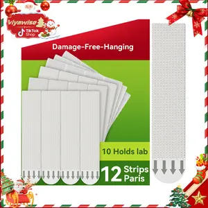 Viyawise 12 Sets Ultra Strong Wall Mounting Tape: Heavy Duty Hook & Loop Strips - Removes Cleanly with No Wall Damage