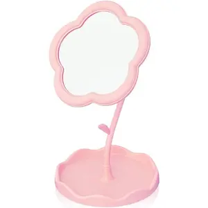 Elegant Vanity Mirror, Versatile Makeup and Mini Desk Mirror, Standing Flower Design, Ideal for Bedroom and Small Bathroom Spaces