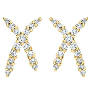 1/2Ct T.W. Diamond Fashion Women's X Shape Lab Grown Earrings 10k Gold Studs