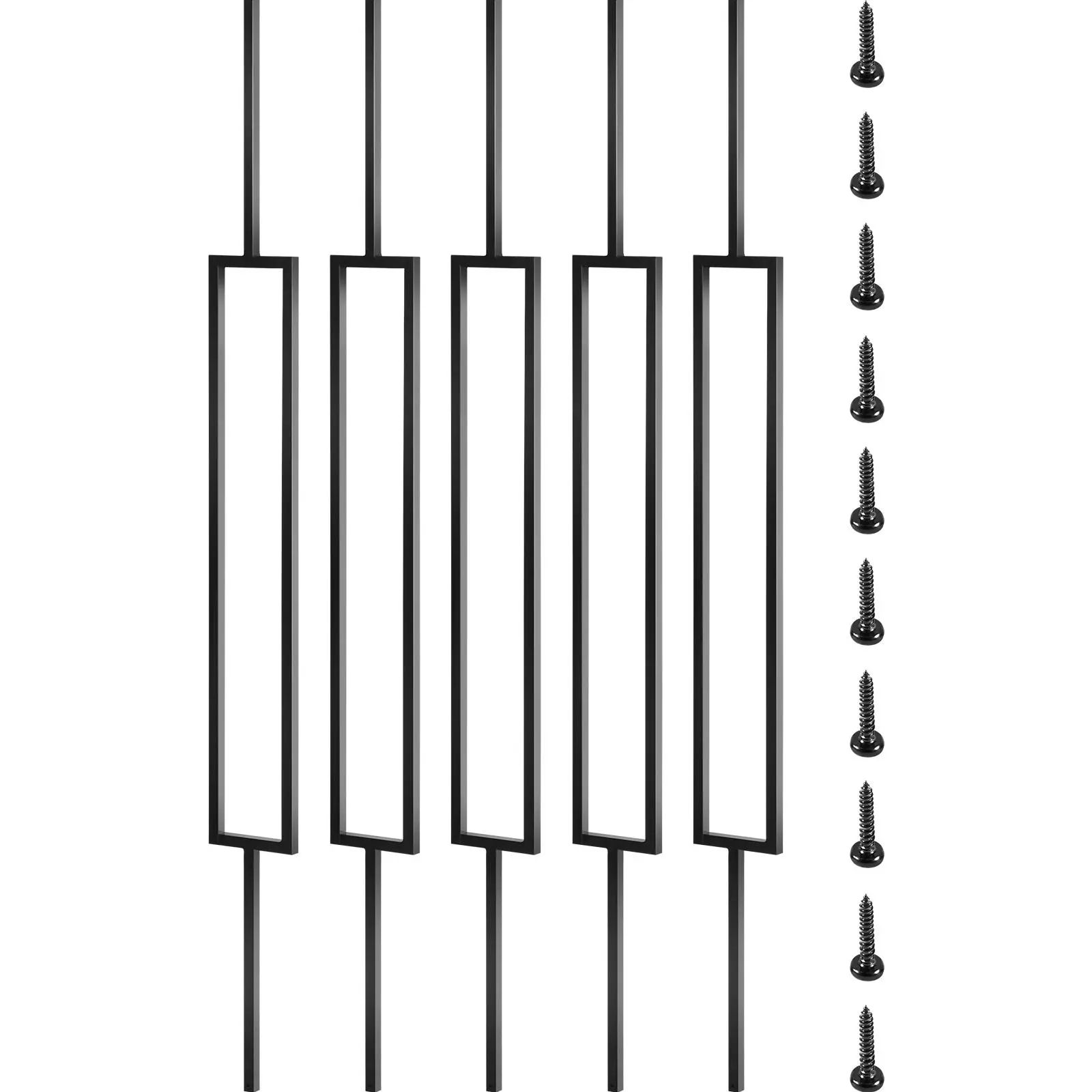 【SummerFinds】VEVOR Deck Balusters,  , 10 Pack Metal Deck Spindles, 44\"x0.5\" Staircase Baluster with Screws, Iron Deck Railing for Wood and Composite Deck, Stylish Black Baluster for Outdoor Stair Deck Porch