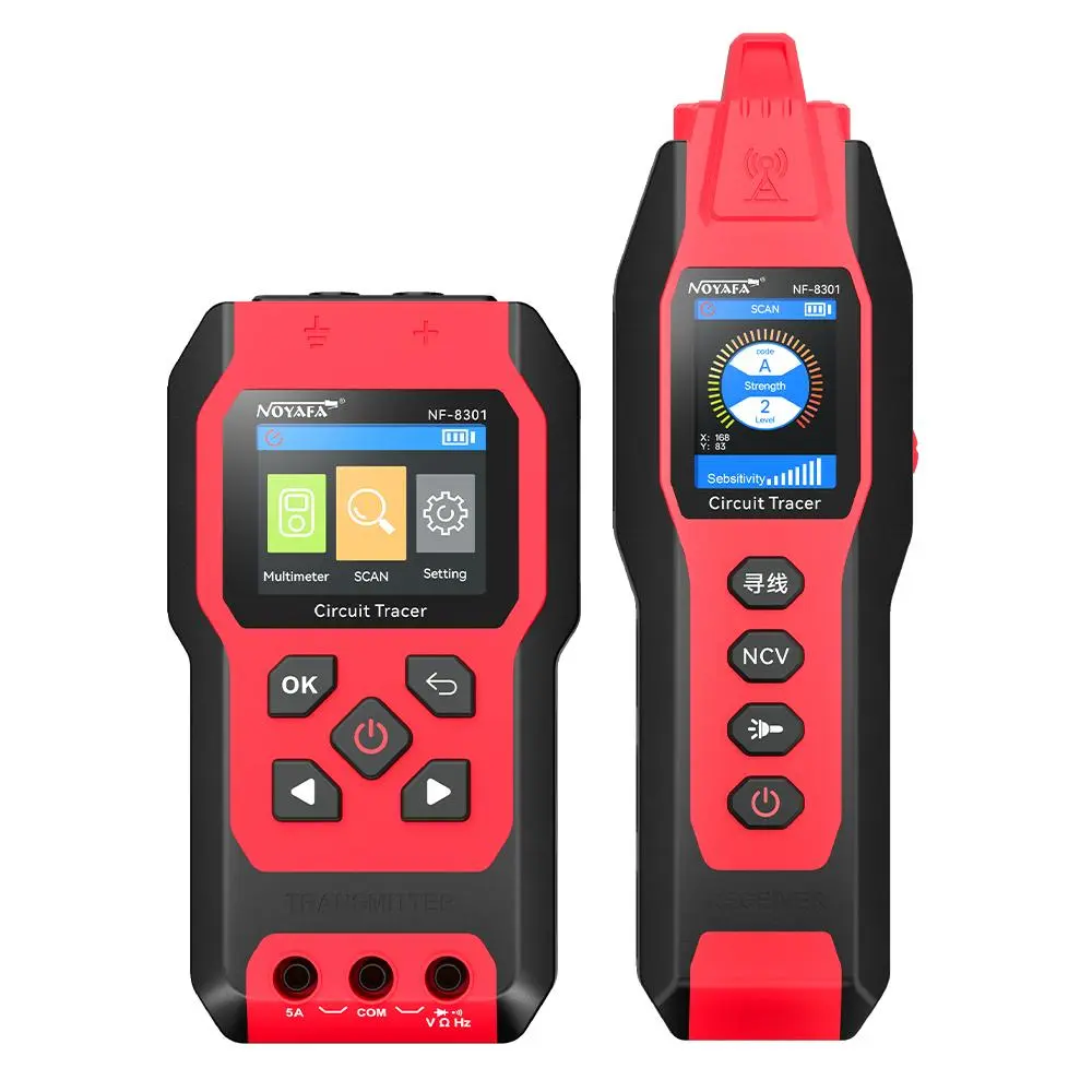 NOYAFA NF-8301 Underground Cable Locator with Built-in Digital Multimeter, Dual Antennas, NCV Alert & Wire Tracing Function for Buried Wires, Wall Cables, Circuit Breakers