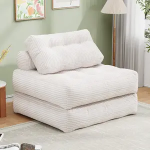 【Cream Sofa Bed!!! 】Mr IRONSTONE Folding Sofa with Headrest, Convertible Sleeper Chair with Pillow Foldable Mattress with Back Support, Pink Gray Beige for Small Living Spaces