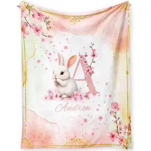 Customized Name Blanket - Personalized Pink Throw for Baby Shower Gift, Unisex for Boys & Girls, Perfect for Toddler & Nursery