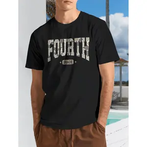 4th Grade Dude Boys Vintage Old Camo Back to School T-Shirt | Graphic Tee for Men, Crew Neck, Medium Stretch Fabric, Geometric Pattern, Loose Fit, All-season