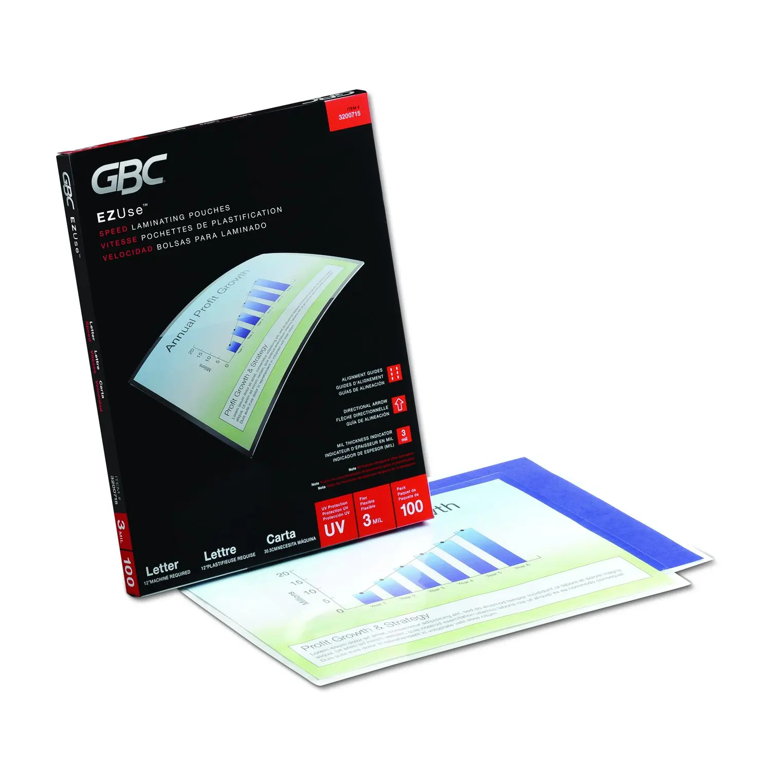 ACCO EZUse Thermal Laminating Pouches 3mil 9x11.5 Gloss Clear 100/Box 3200715CF