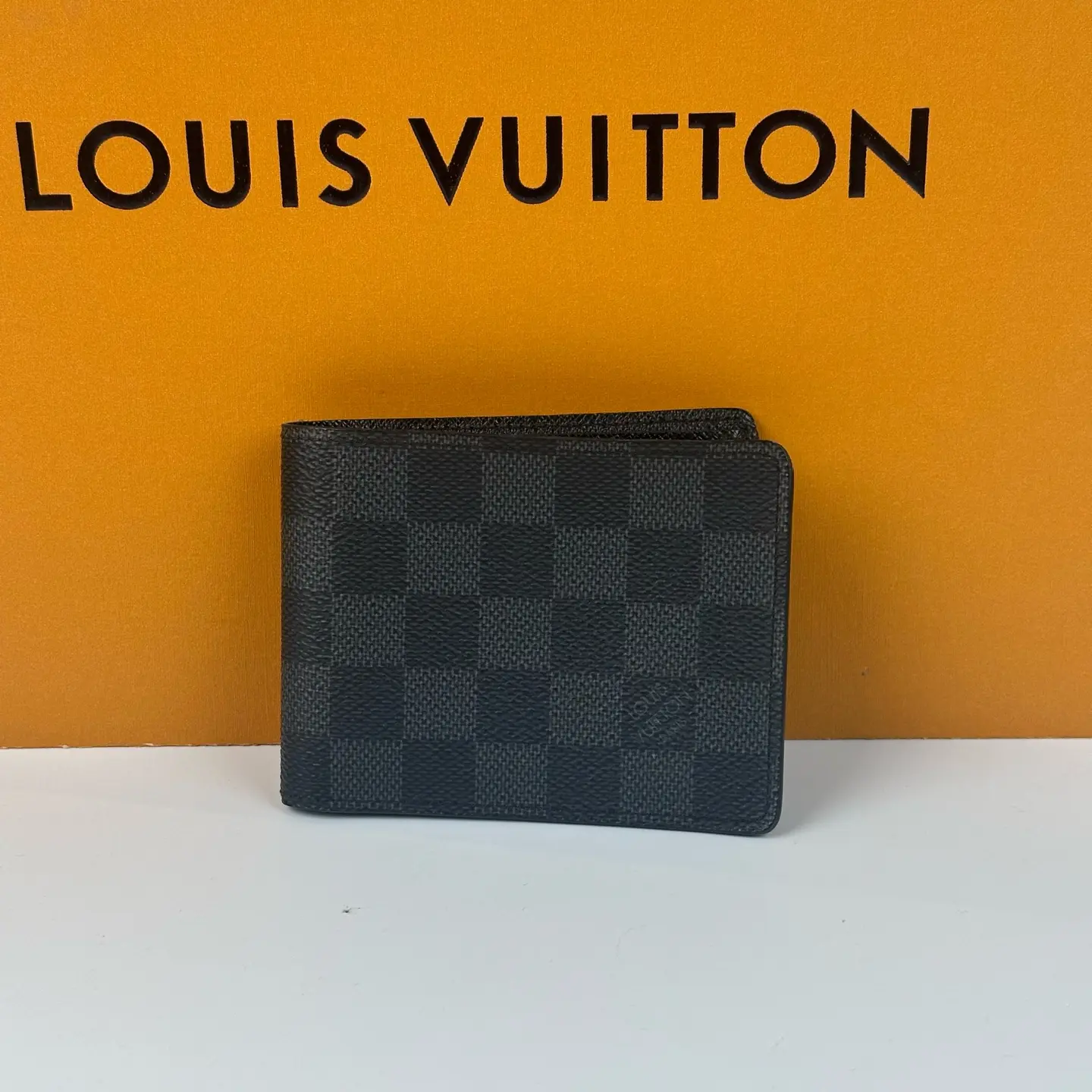 Pre-owned Louis Vuitton Marco Wallet N63336 Damier Graphite Black Check Canvas Men Bifold Short Wallet