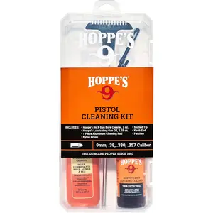 Cleaning Kit with Aluminum Rod, .38/.357 Caliber, 9mm Pistol,orange