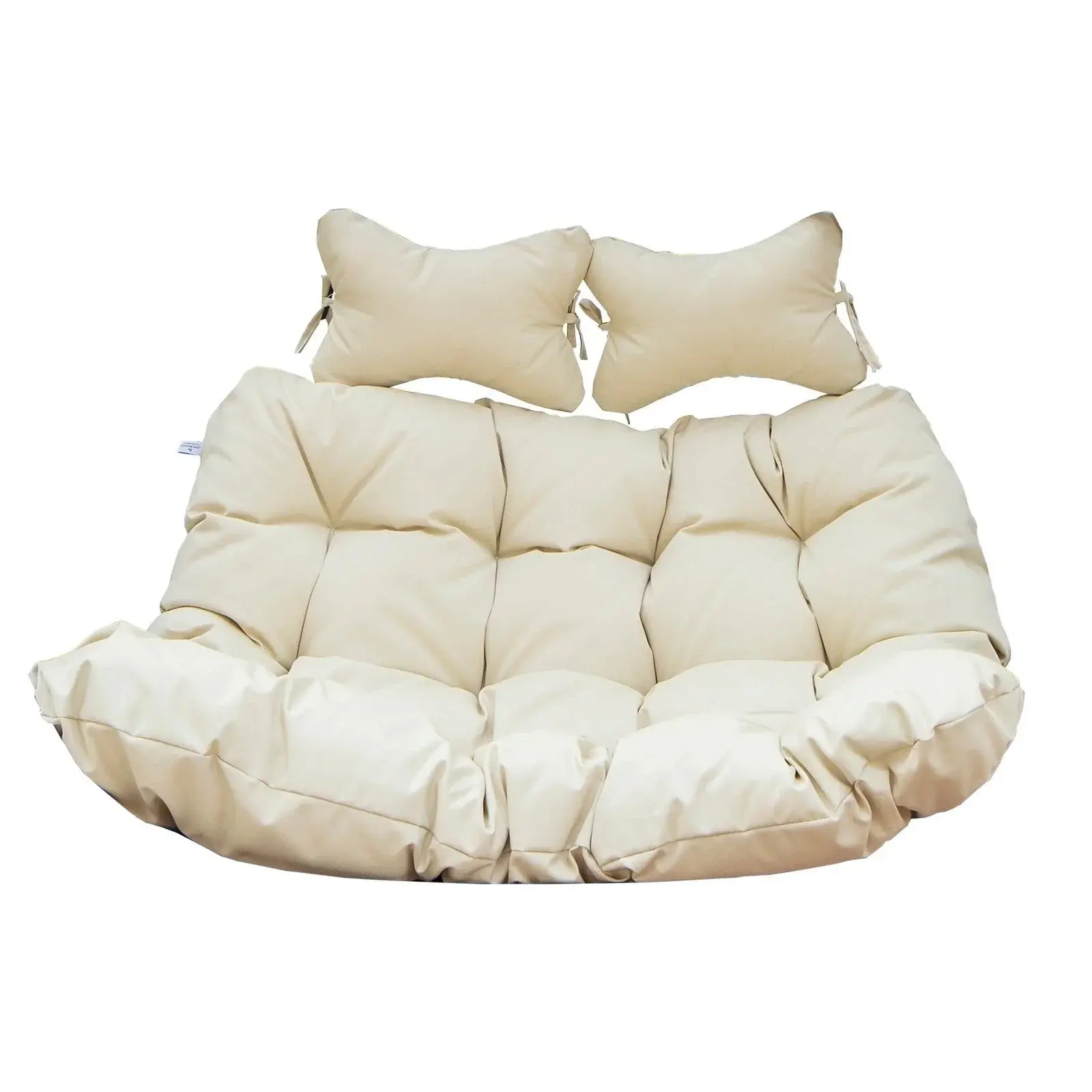Modern Upholstered 2 Person Hanging Egg Swing Cushion with Headrest