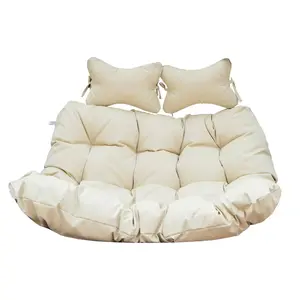 Modern Upholstered 2 Person Hanging Egg Swing Cushion with Headrest
