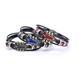Vintage Guitar Leather Bracelet  Rock and Roll Tribute, Unique Gift for Musicians and Music Lovers