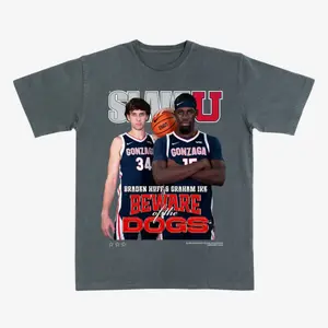 Braden Huff & Graham Ike Gonzaga Slam T-Shirt – Beware of the Dogs Basketball Tee, Zags Vintage Streetwear Fan Shirt