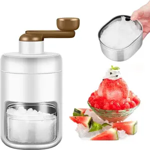 Portable Ice Shaver Machine Manual Ice Crusher Knife with Ice Bowl, Home Use Ice Cream Maker, Ice Block Tray Included