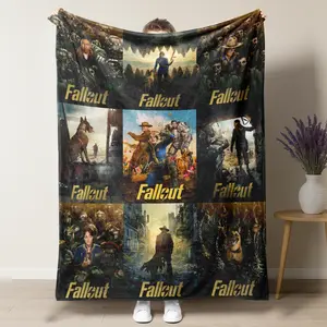 Fallout TV Series Collage Poster Blanket Vintage Post-Apocalyptic Art Featuring Iconic Characters & Scenes,Perfect for Gaming Fans,Couch Bed Decor & Gift for Fallout Enthusiasts