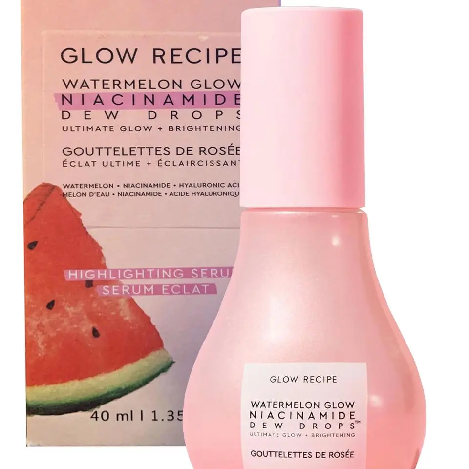 Glow Recipe Watermelon Glow Niacinamide Dew Drops - Makeup Primer, Pore Minimizer & Niacinamide Serum for Dewy, Smooth Skin - Hydrating, Lightweight Highlighter Makeup with Hyaluronic Acid (40ml) Korean Gel Cosmetic Brightening