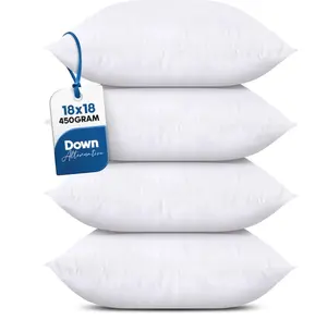 Utopia Bedding Throw Pillows (Set of 4, White), 18 x 18 Inches Pillows for Sofa, Bed and Couch Decorative Stuffer Pillow