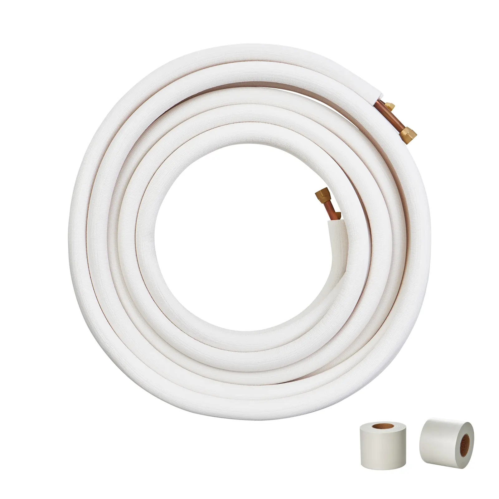 【DealsForYouDays】VEVOR 50FT Mini Split Line Set, ASTM-Standard Copper Pipes (3/8" & 5/8" O.D) Copper Tubes, Triple-Layer Insulation High-Low Pressure Dual Pipes, 2 Tie Wraps, 4-Step Quick Installation for HVAC Indoor & Outdoor Units