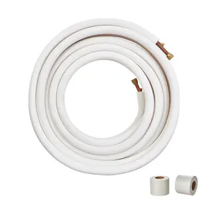 VEVOR 50FT Mini Split Line Set, Summervibes,Summervibes, 3/8" & 5/8" O.D Copper Pipes Tubing and Triple-Layer Insulation, for Mini Split Air Conditioning Refrigerant or Heating Pump Equipment & HVAC with Wrapping Strips.