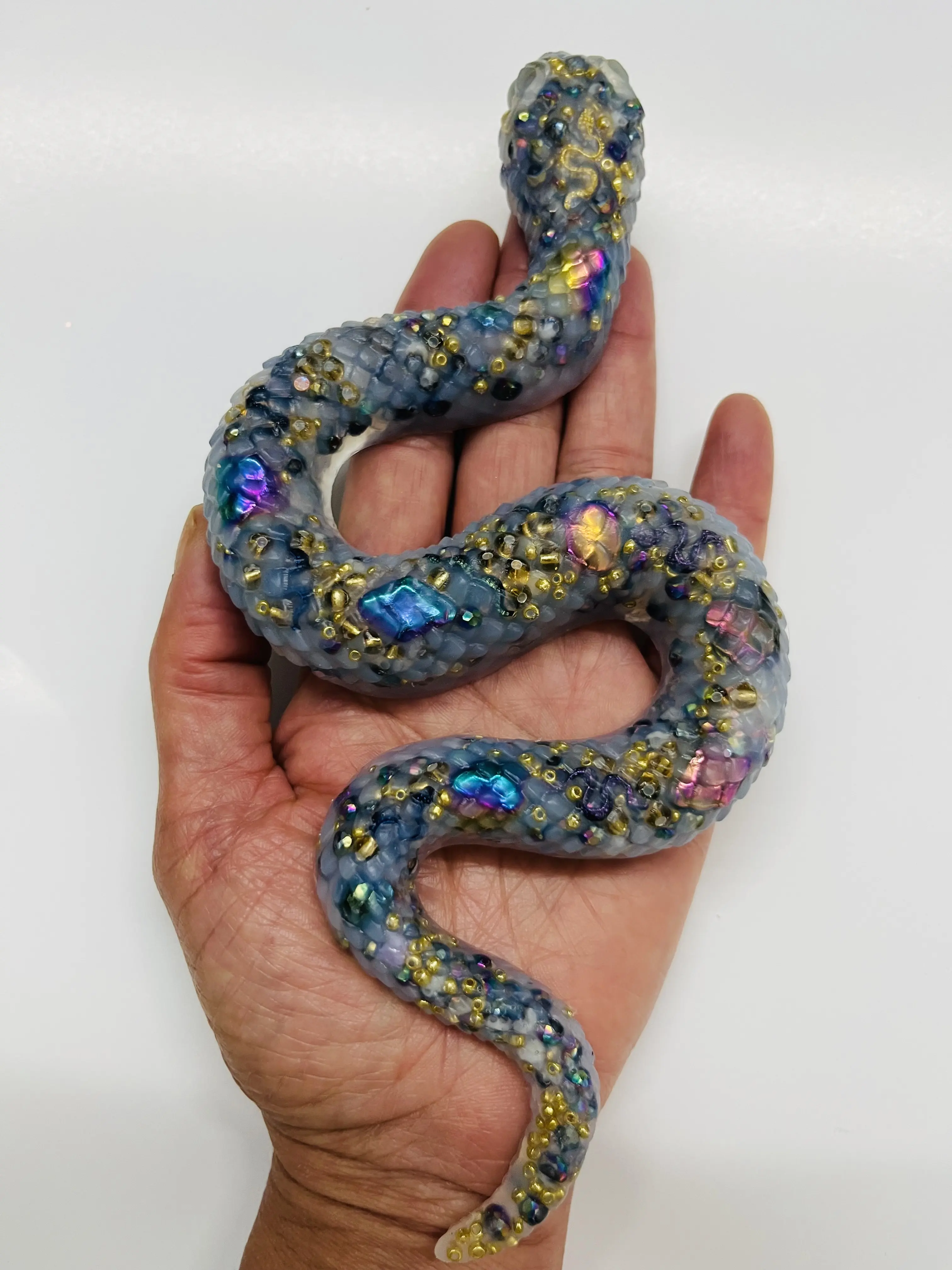 Snake Sensory Picky Pad  | Handmade Fidget Pad with Gemstones & Beads | Satisfaction Gift