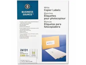 Business Source Mailing Labels 1"x2-3/4" 3300/PK White 26131 Business Source Mailing Labels 1"x2-3/4" 3300/PK White 26131