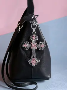 Gothic Cross Bag Charm Keychain, Jesus Faith Gift, DIY Material Keyring, Phone Strap Accessory, Birthday & Holiday Present, Keychain For Bags