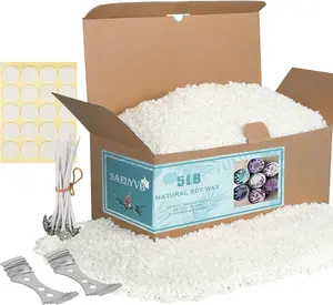 Soy Wax for Candle Making， Natural Candle Wax for Candle Making, Premium Granulated Soy Wax - Paraffin-Free,Beeswax-Free,20 Cotton Candle Wicks,20 Wick Stickers&2 Centering Devices