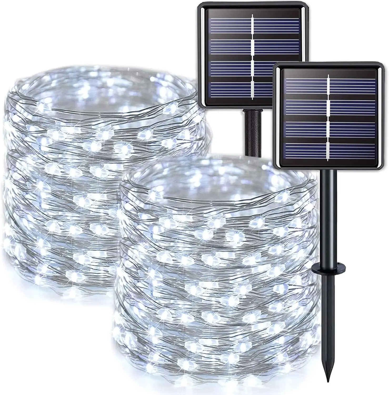 JMEXSUSS 2 Pack Solar String Lights Outdoor Waterproof, Each 33FT 100 LED Solar Fairy Lights 8 Modes for Christmas Yard Patio Tree Christmas Decorations