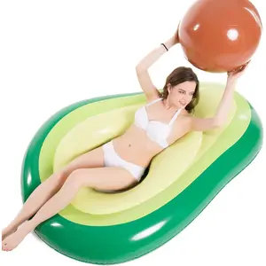 Velvetods Basics Inflatable Avocado Pool Float Floatie With Ball Water Fun Large Blow Up Summer Beach Swimming Floaty Party Toys Lounge Raft For Kids Adults (XL)