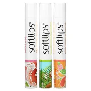 Softlips Lip Protectant, Watermelon, Tropical Coconut, Peach Passion, 3 Pack, 0.07 oz (2 g) Each