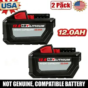 2PACK 12.0Ah For Milwaukee For M18 18V Extended Capacity Battery Not an authentic product 48-11-1860 FOR 5.0AH 8.0AH 9.0AH TOOL NEW