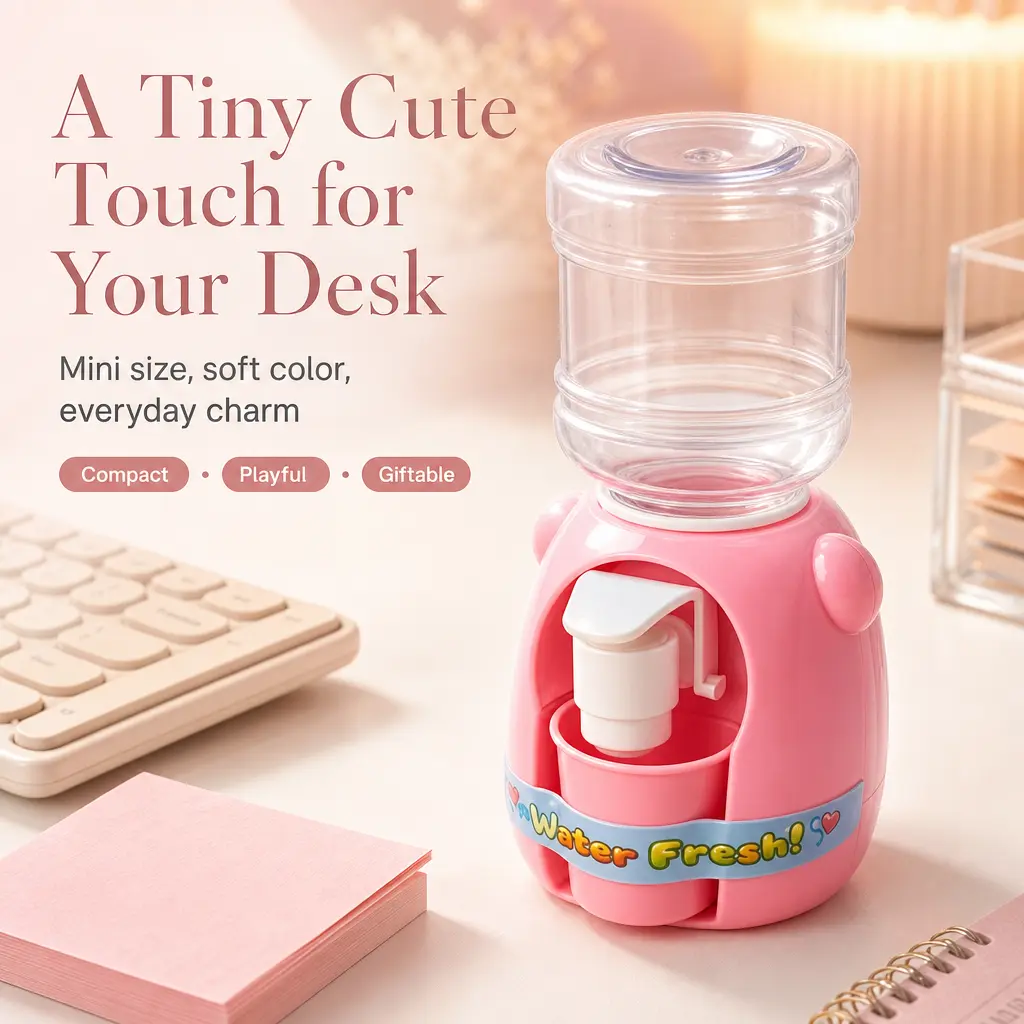 Cute Mini Water Dispenser Toy for Kids, Real Water Dispensing Playset, Pretend Play Kitchen Accessory, Fun Gift for Boys & Girls Ages 3+