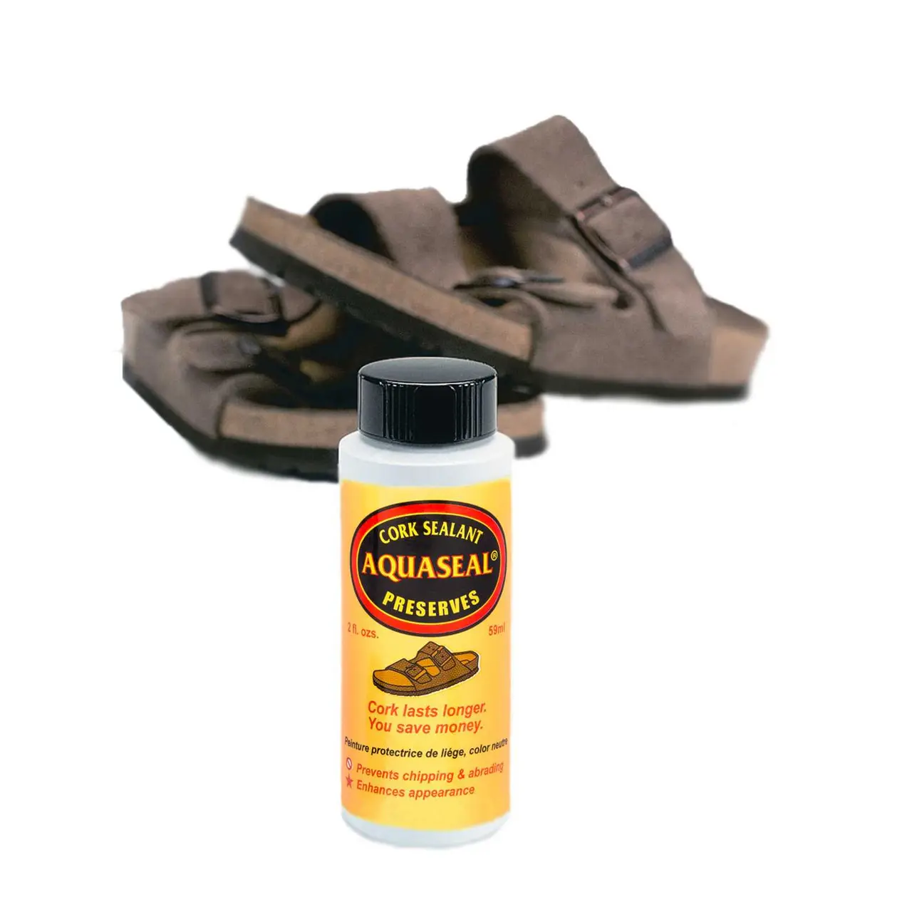 AQUASEAL Cork Sealant for Walking Sandals & Shoes - Waterproofing & Protective Coating for Cork Soles, Prevents Abrasions & Enhances Appearance - 2 oz