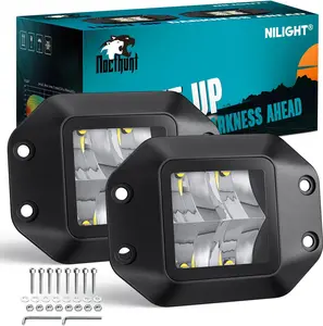 Nilight 2PCS 4.7 Inch Flush Mount 4LED Flood Beam LED Pod Lights, Bumper/Grill Mount Led Car Lights for Offroad Driving, Truck ATV/UTV Led Backlights