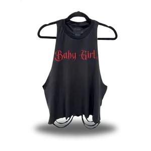 TheDriveClothing Baby Girl Black Crop Tank Top – Vintage Streetwear Graphic Crop Top, Women’s Oversized Y2K Grunge Biker Fashion Cotton Tank, Casual Gym Outfit Apparel for Women