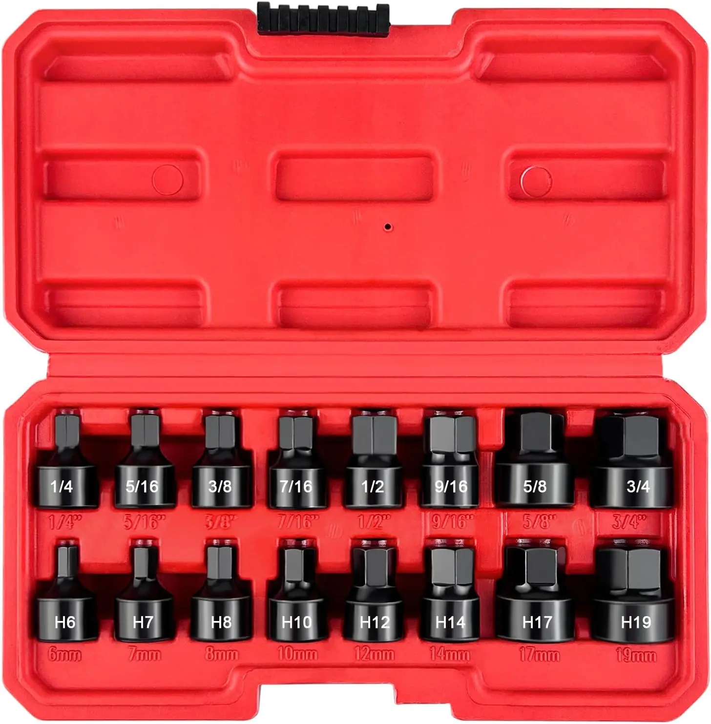 16Pcs 3/8" Drive Stubby Low Profile Hex Bit Socket Set, CR-MO Heavy Duty Impact Grade, SAE & Metric Sizes 1/4"-3/4", 6-19mm, Short Compact Design for Tight Space Auto Machinery Repair#summerfinds