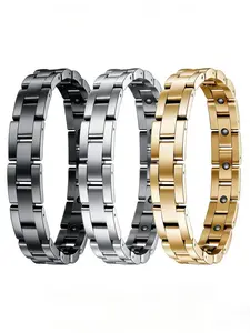 Luxury Magnetic Energy Stainless Steel Adjustable Link Bracelet, Unisex Accessory, Daily Wear, Relieves Fatigue, Long-Lasting, High-Quality Texture, Stainless Steel Bangle
