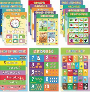 16 Educational Wall Posters for Children, Classroom and Teacher Decor for Kids, Perfect for Ages 1-5, Ideal for Elementary and Colorful-Themed Rooms. Teaching Supplies Preschool Learning Materials