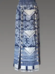 Women's Elegant Loose Midi DressEthnic Couple Style | Miao-Inspired Handmade Sets by Aethno | For Daily Looks Dress grad bash outfit Fabric Fashion summer outfits sundress prom dress comfortable dress