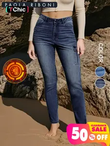 Women's High Stretch Volcanic Rock Cargo Pants, Casual Plain Design with Pockets, All Seasons Fashion, Comfortable Fit