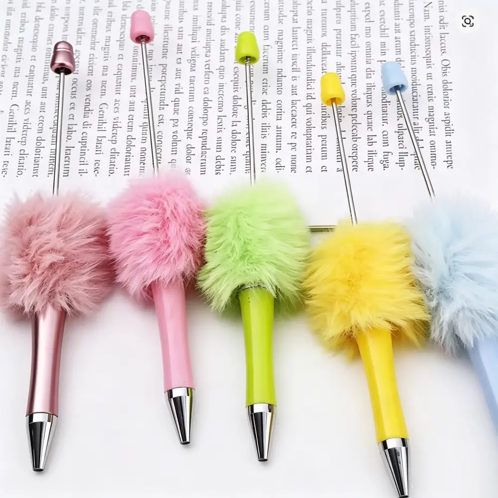 SURUIHK 18 PCS Super Kawaii Fluffy Bead Pens - 1.0 mm Tip High-Quality Plastic, 15cm Kawaii Look, Smooth Easy-to-Use Writing Tool for School, DIY-Friendly Party Gift (Home & Festive Party Supplies)