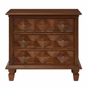 Farmhouse-style nightstand with charging station, 3 drawers made of engineered wood storage cabinet, bedroom bedside table