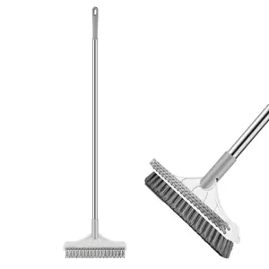 3-In-1 Bathroom Floor Brush Set, Long Handle Hard Bristle Scrubber for Grout & Tub Cleaning, Durable Household Toilet Cleaner Tool, Home Goods